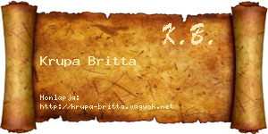 Krupa Britta névjegykártya